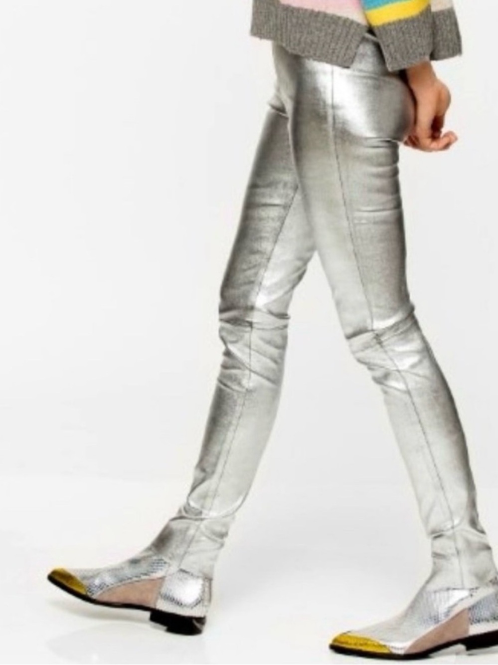 Zadig & Voltaire Pharell silver leather legging